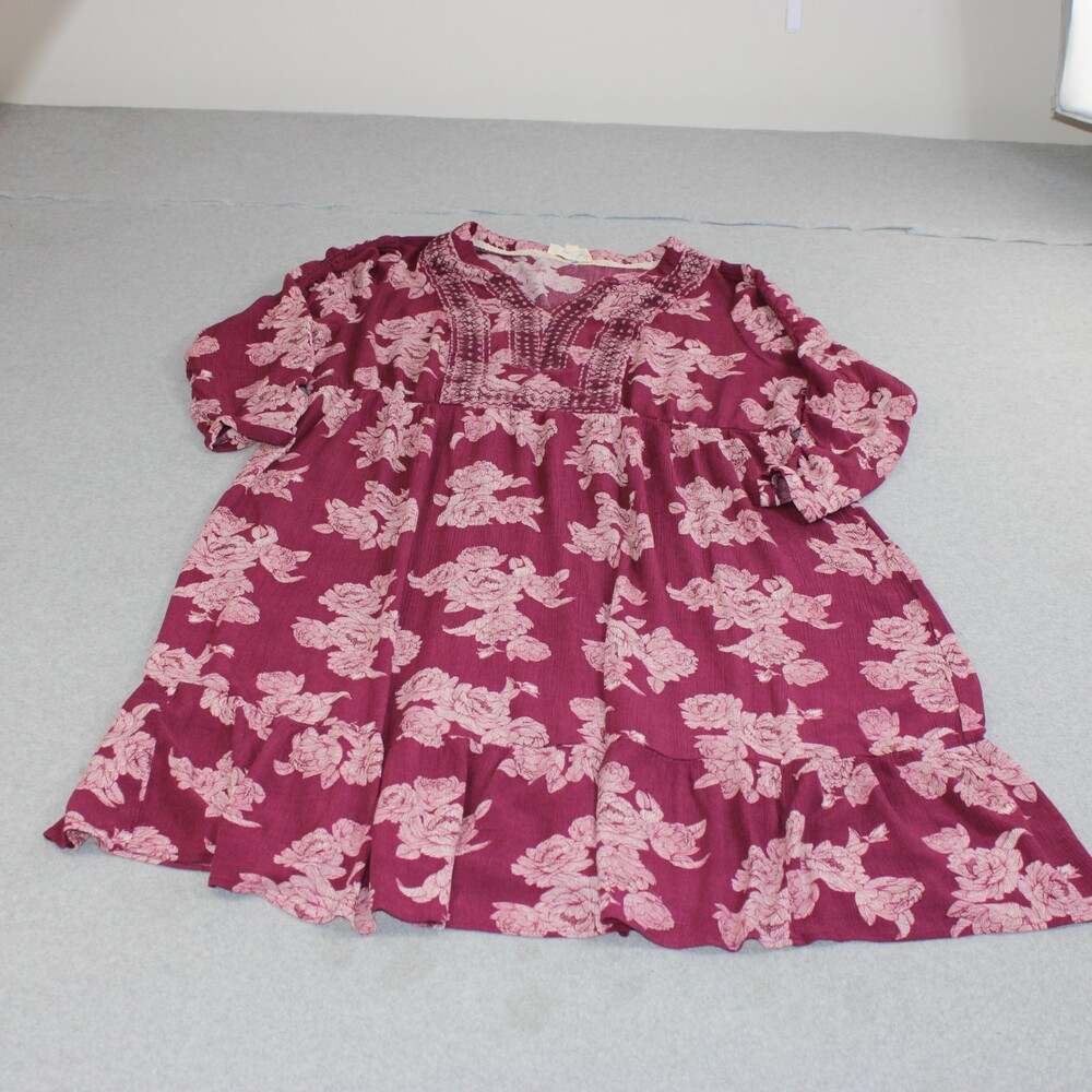 Nurture Westbound Dress Woman 2XL Pink Midi Embroidered Floral Long Boho Stretch